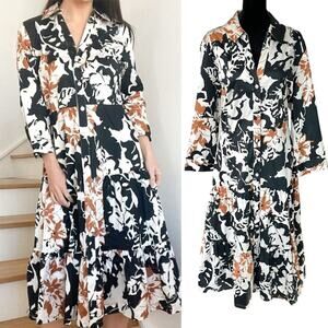 Soft Surroundings Floral Moonglow Tiered Midi Dress Plus Size 18 NWT